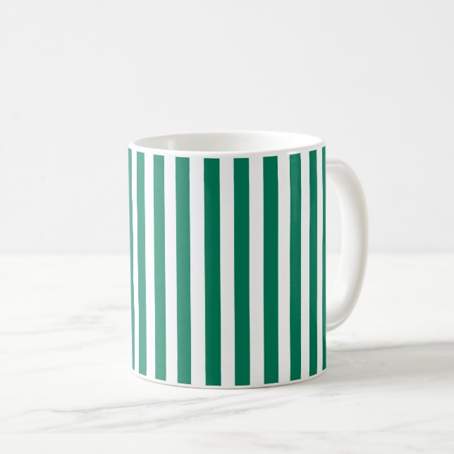Forest green and white candy stripes coffee mug (Front Right)