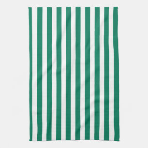 Forest green and white candy stripes kitchen towel