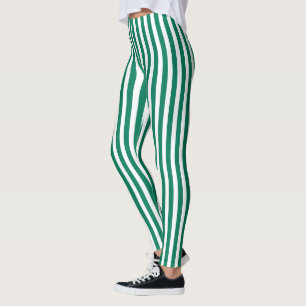 Forest green and white candy stripes leggings