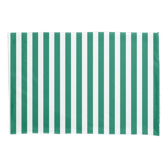 Forest green and white candy stripes pillowcase (Front)