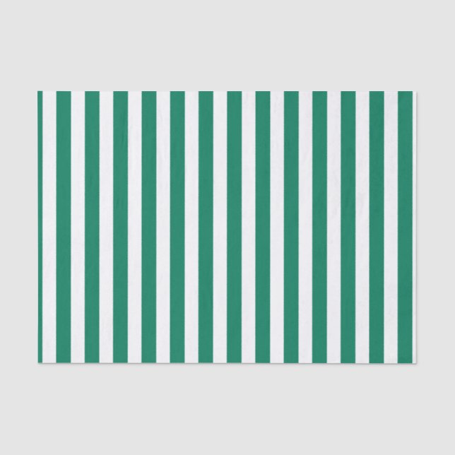 Forest green and white candy stripes tissue paper (Front)