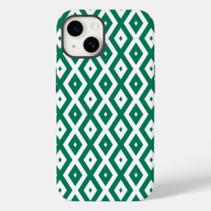 Forest green and white diamond pattern Case-Mate iPhone 14 case