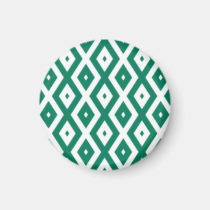 Forest green and white diamond pattern magnet