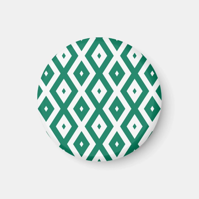 Forest green and white diamond pattern magnet (Front)