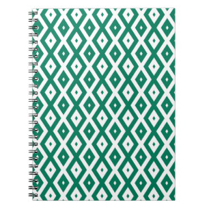 Forest green and white diamond pattern notebook