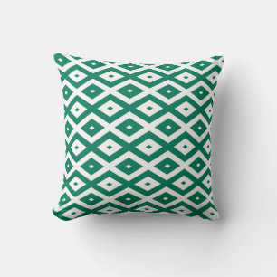 Forest green and white diamond pattern throw pillow