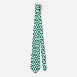 Forest green and white diamond pattern tie