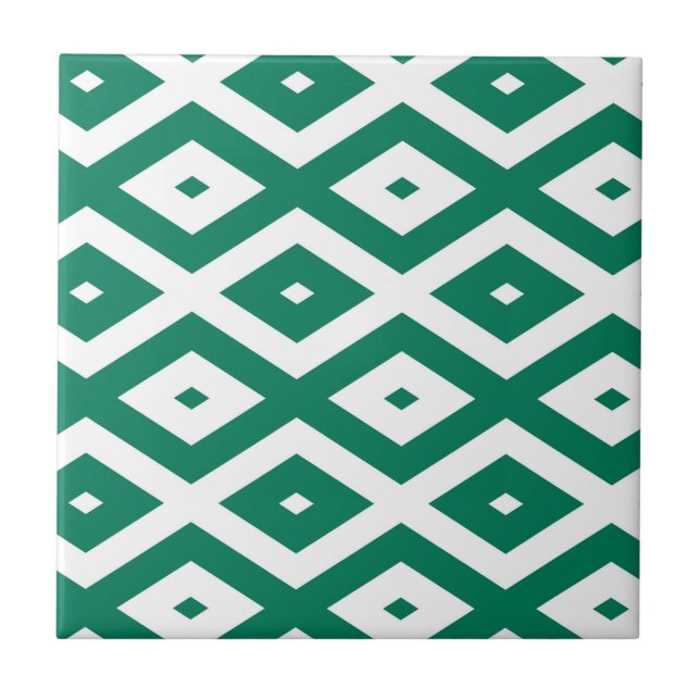 Forest green and white diamond pattern tile (Front)