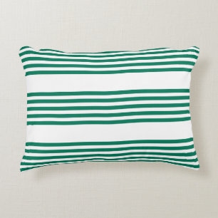 Forest green and white five stripe pattern accent pillow