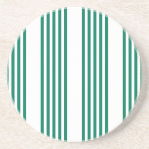 Forest green and white five stripe pattern coaster