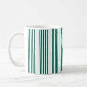 Forest green and white five stripe pattern coffee mug