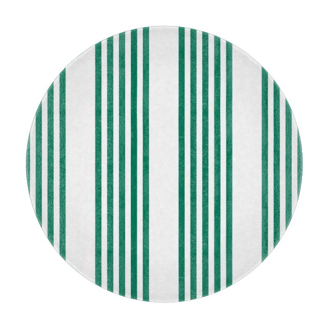 Forest green and white five stripe pattern cutting board (Front)
