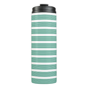 Forest green and white five stripe pattern thermal tumbler