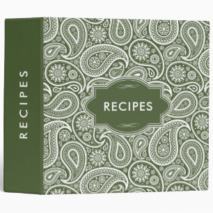 Forest Green And White Paisley Pattern Binder