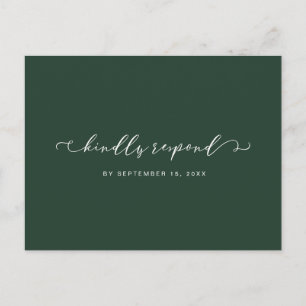 Forest Green and White Rsvp with Meal Choice Invitation Postcard