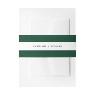 Forest Green and White Stripes Wedding Invitation Belly Band