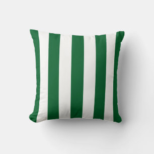 Forest Green and White XL Stripes Pattern Throw Pillow