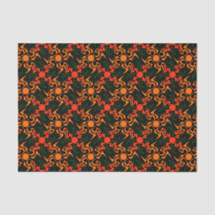 Forest Green and Yellow Tribal Star Pattern Tissue Paper