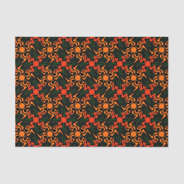 Forest Green and Yellow Tribal Star Pattern Tissue Paper (Front)