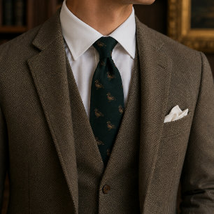 Forest Green Antique Gold Wood Duck Heritage Tie