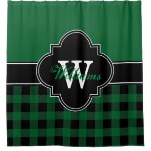 Forest Green Black Buffalo Plaid 1ICBR Monogram