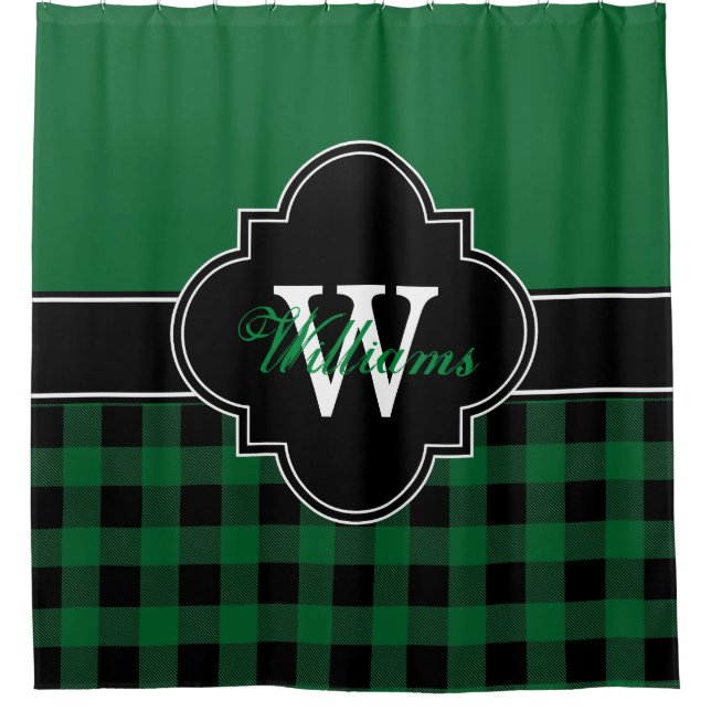 Forest Green Black Buffalo Plaid 1ICBR Monogram (Front)