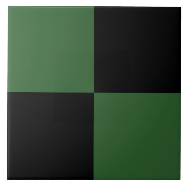 Forest Green Black Chequered Pattern Tile (Front)