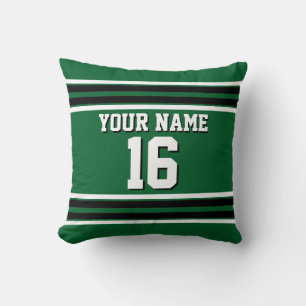 Forest Green Black Team Jersey Custom Number Name Throw Pillow