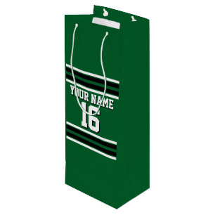 Forest Green Black Team Jersey Custom Number Name Wine Gift Bag
