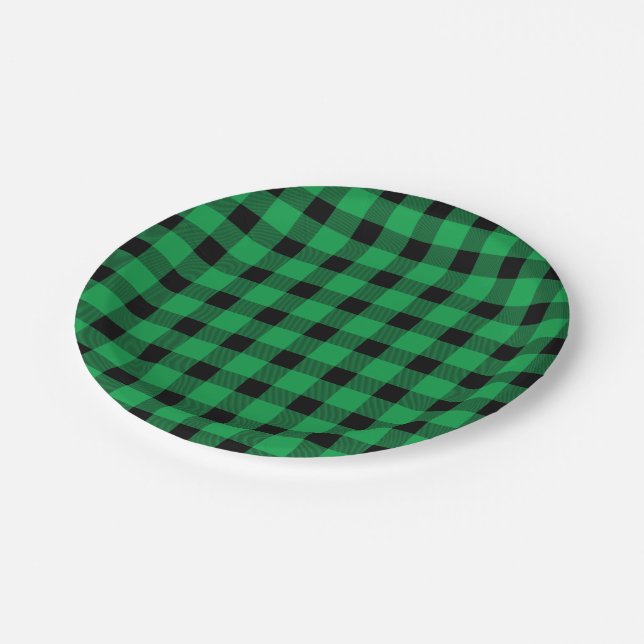 Forest Green Buffalo Country Lumberjack Plaid Paper Plate (Angled)