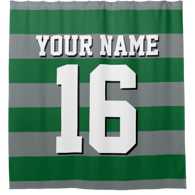 Forest Green Charcoal Sports Jersey Preppy Stripe (Front)