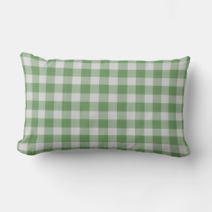 Forest Green checkered Gingham Plaid Lumbar Pillow
