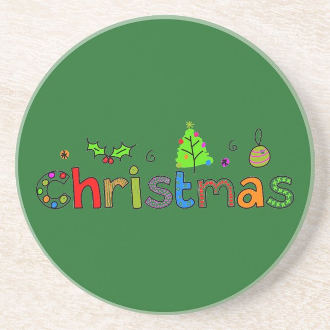 Forest Green Christmas Coaster (Front)
