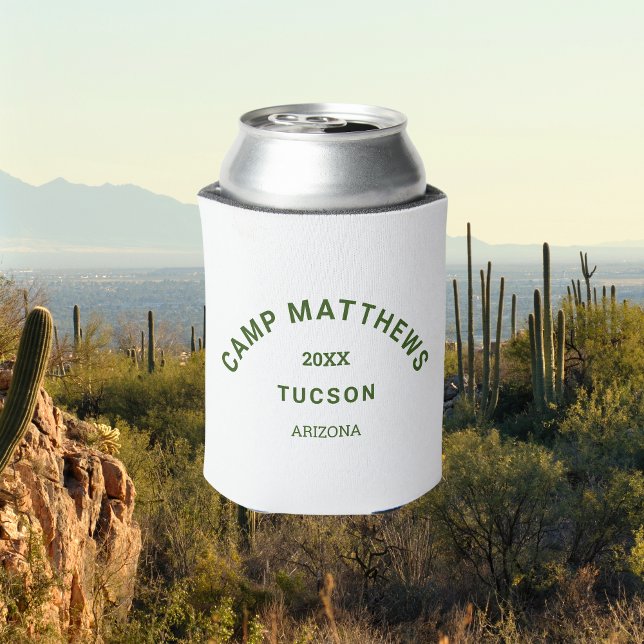 Forest Green Crest Family Camping Trip Can Cooler (Creator Uploaded)