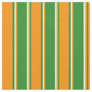 Forest Green, Dark Orange, and Beige Stripes Fabric