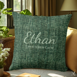 Forest Green Denim Texture Custom Rustic Home Throw Pillow