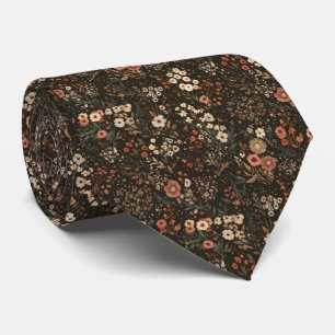 Forest Green Ditsy Wildflower Personalized Wedding Tie