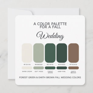 Forest Green Earth Brown Fall Wedding Palette Card
