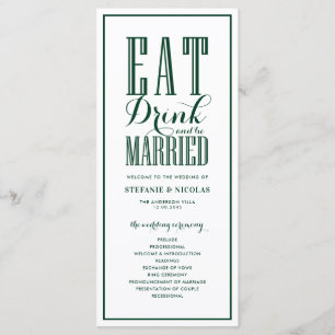 Forest Green Eat Drink and be Married Wedding Program
