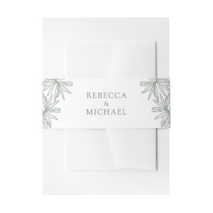 Forest Green Elegant Botanical Wedding Invitation Belly Band
