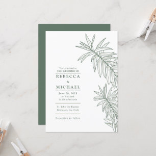 Forest Green Elegant Minimalist Botanical Invitation