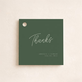Forest Green Elegant Wedding Favour Thank You Tags