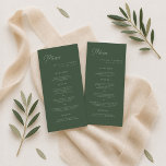 Forest Green Elegant Wedding Long Menu Card<br><div class="desc">Trending forest green wedding long menu for a Secret Garden or winter reception,  this elegant design blends old money aesthetic for modern couples seeking a rich,  refined tablescape. Designed in deep forest and emerald green tones,  it adds a moody,  luxurious touch to each place setting with elevated,  timeless appeal.</div>