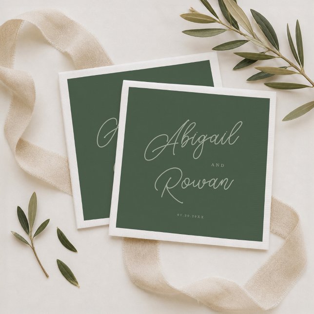 Forest Green Elegant Wedding Napkins (Creator Uploaded)