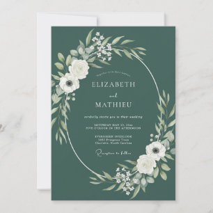 Forest Green Elegant Woodland Wedding Invitation