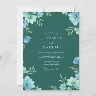 Forest Green Ethereal Blossom Wedding Invitation