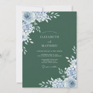 Forest Green Ethereal Winter Wedding Invitation