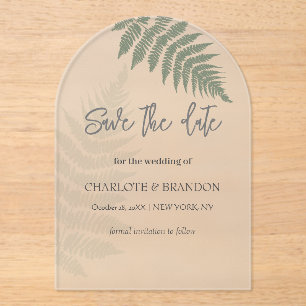 Forest Green Ferns Outdoor Wedding  Acrylic Invitations