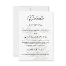 Forest Green Ferns Wedding Details Enclosure Card