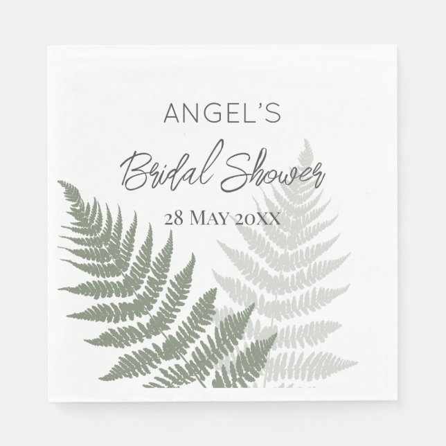 Forest Green Ferns Wedding Napkin (Front)